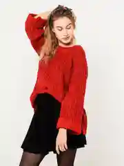 Красный свитер вязаный оверсайз крупной вязки Knit
