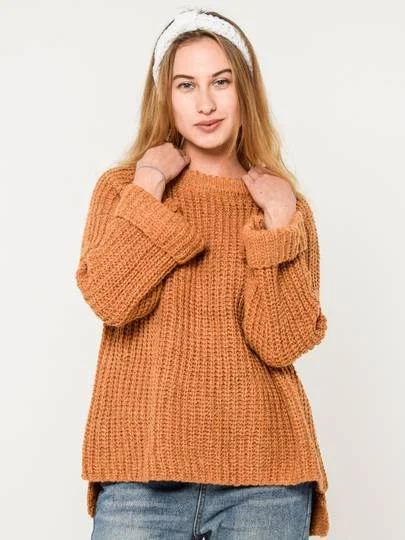 Терракотовый свитер вязаный оверсайз крупной вязки Knit
