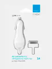 Автомобильное зарядное устройство 30-pin для Apple, 1A, белый, Classic, Deppa
