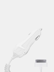 Автомобильное зарядное устройство 30-pin для Apple, 1A, белый, Classic, Deppa