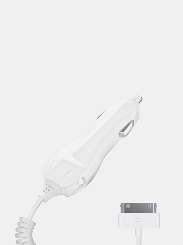 Автомобильное зарядное устройство 30-pin для Apple, 1A, белый, Classic, Deppa