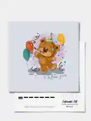 Открытка "Праздничный Мишка", 12 х 12 см, почтовая