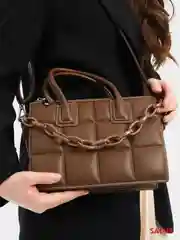 Сумка женская, через плечо, с ремнем и цепью, белая