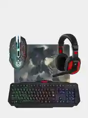 Комплект игровая клавиатура+мышь+наушники+коврик Defender Target MKP-350