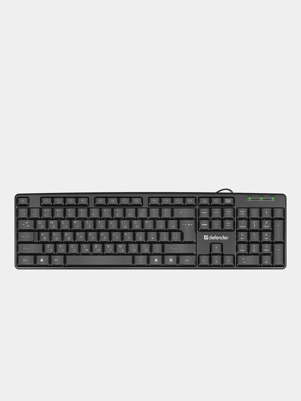 Клавиатура проводная Defender Element USB RU, черный, полноразмерная