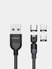 Черный магнитный usb кабель Charget Quick charge 3.0 для зарядки и передачи данных