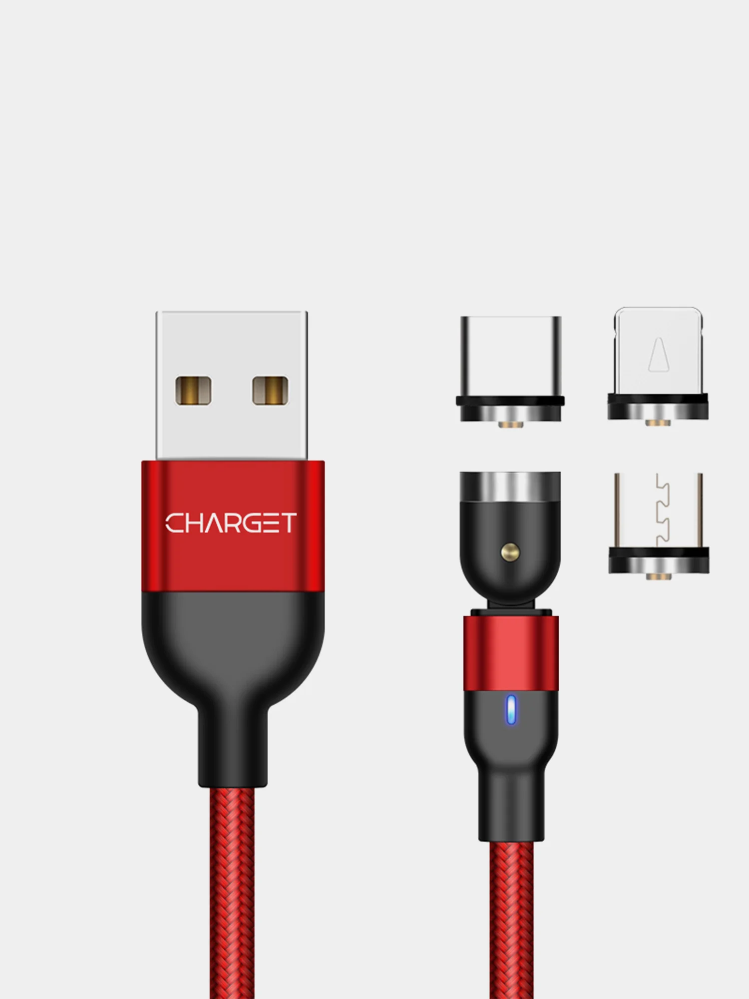Красный магнитный usb кабель Charget Quick charge 3.0 для зарядки и передачи данных