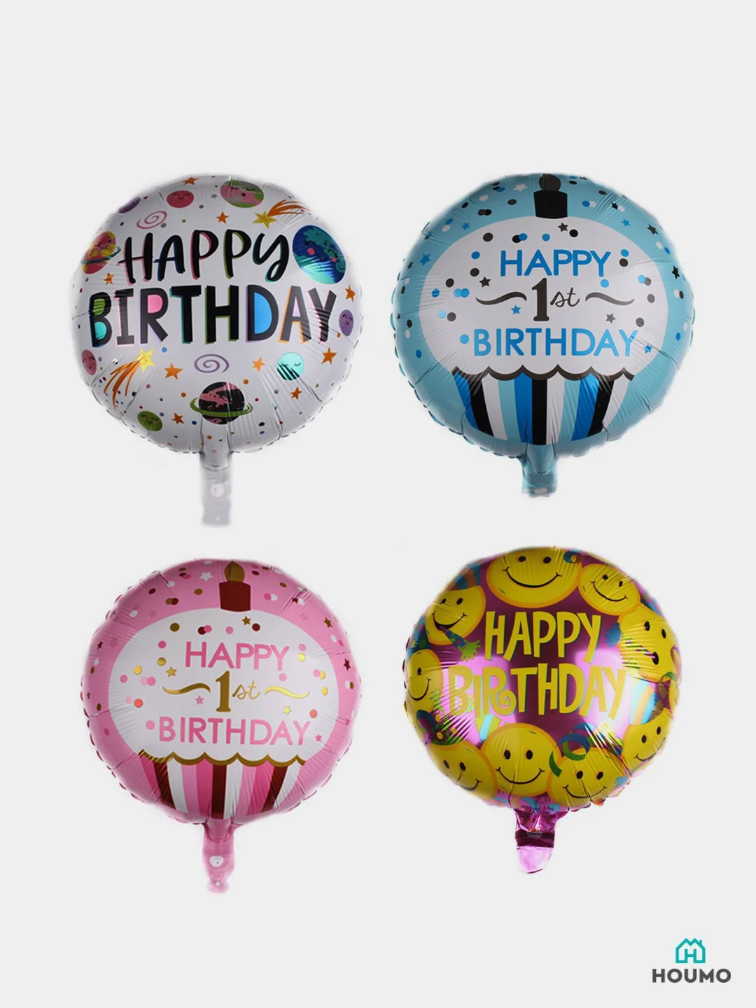 Воздушные шары Happy Birthday, фольгированные шарики, шар на день рождения, 45 см, 4 вида