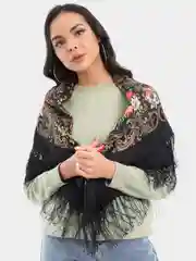 Черный платок с бахромой