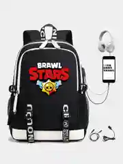 Черный рюкзак школьный Brawl Stars с USB, для мальчиков
