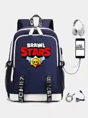 Синий рюкзак школьный Brawl Stars с USB, для мальчиков