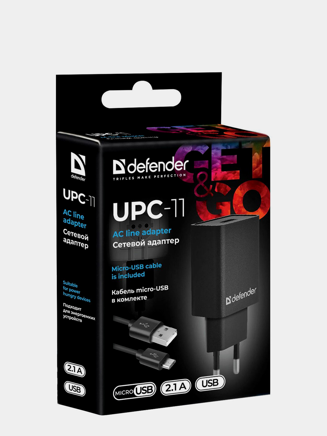 Сетевое зарядное устройство для телефона Defender UPC-11 5V/2.1А 1xUSB +  кабель micro-USB купить по цене 305 ₽ в интернет-магазине KazanExpress