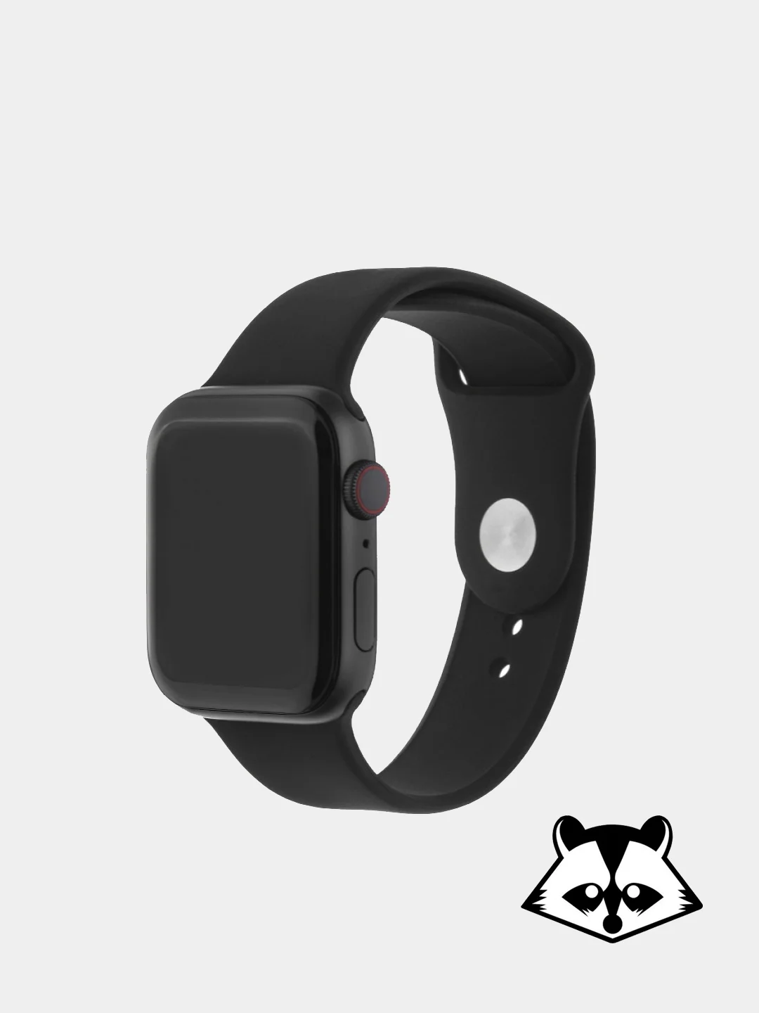 Черный ремешок на часы Apple Watch силиконовый с накладкой