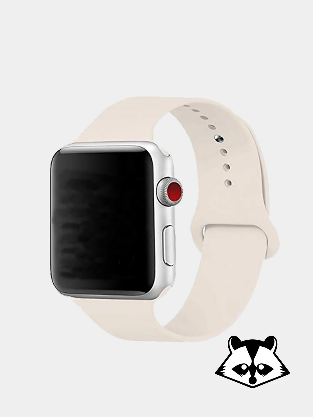 Белый ремешок на часы Apple Watch силиконовый с накладкой