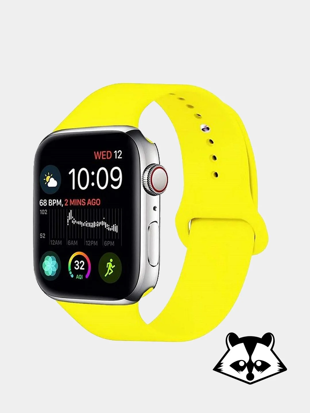 Желтый ремешок на часы Apple Watch силиконовый с накладкой