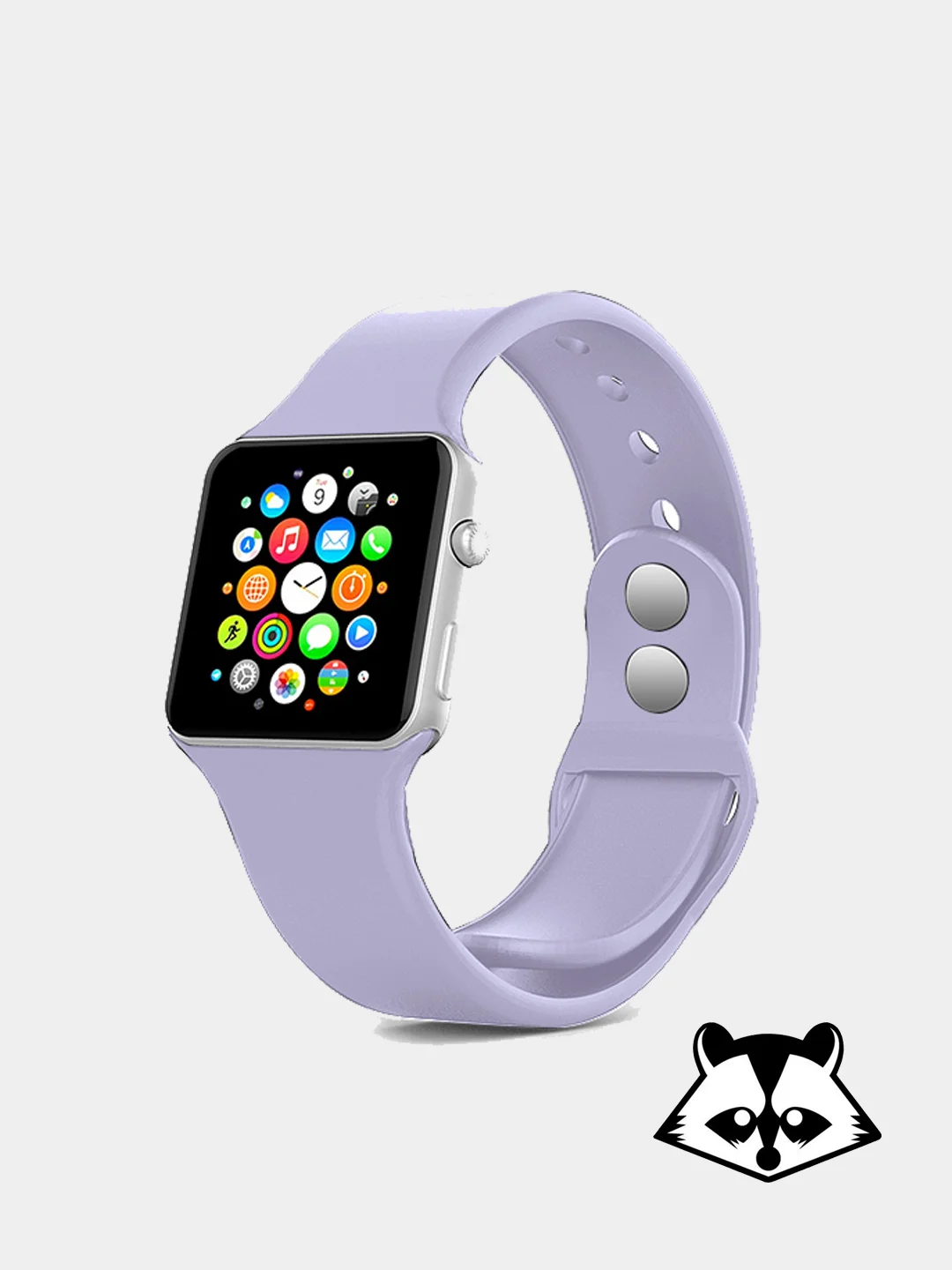 Лавандовый ремешок на часы Apple Watch силиконовый с накладкой