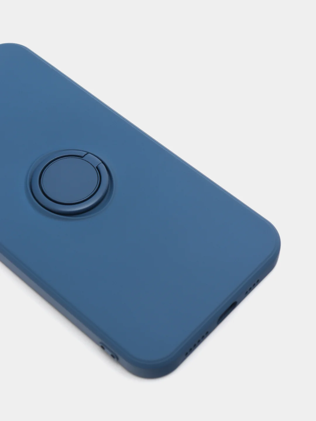 Темно-синий чехол силиконовый с кольцом на iPhone 12 mini mobios