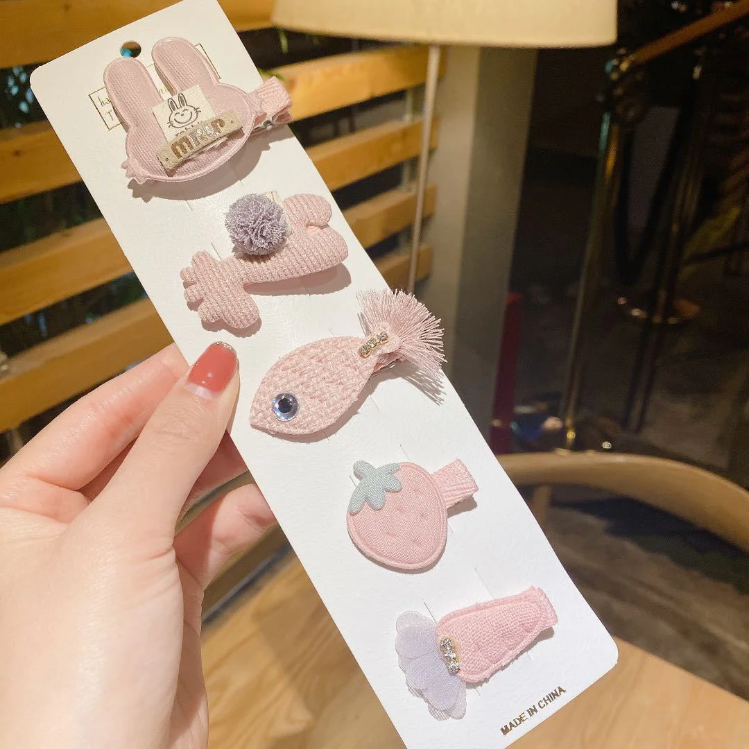 Серебряный набор заколок "Hand made", 5 штук