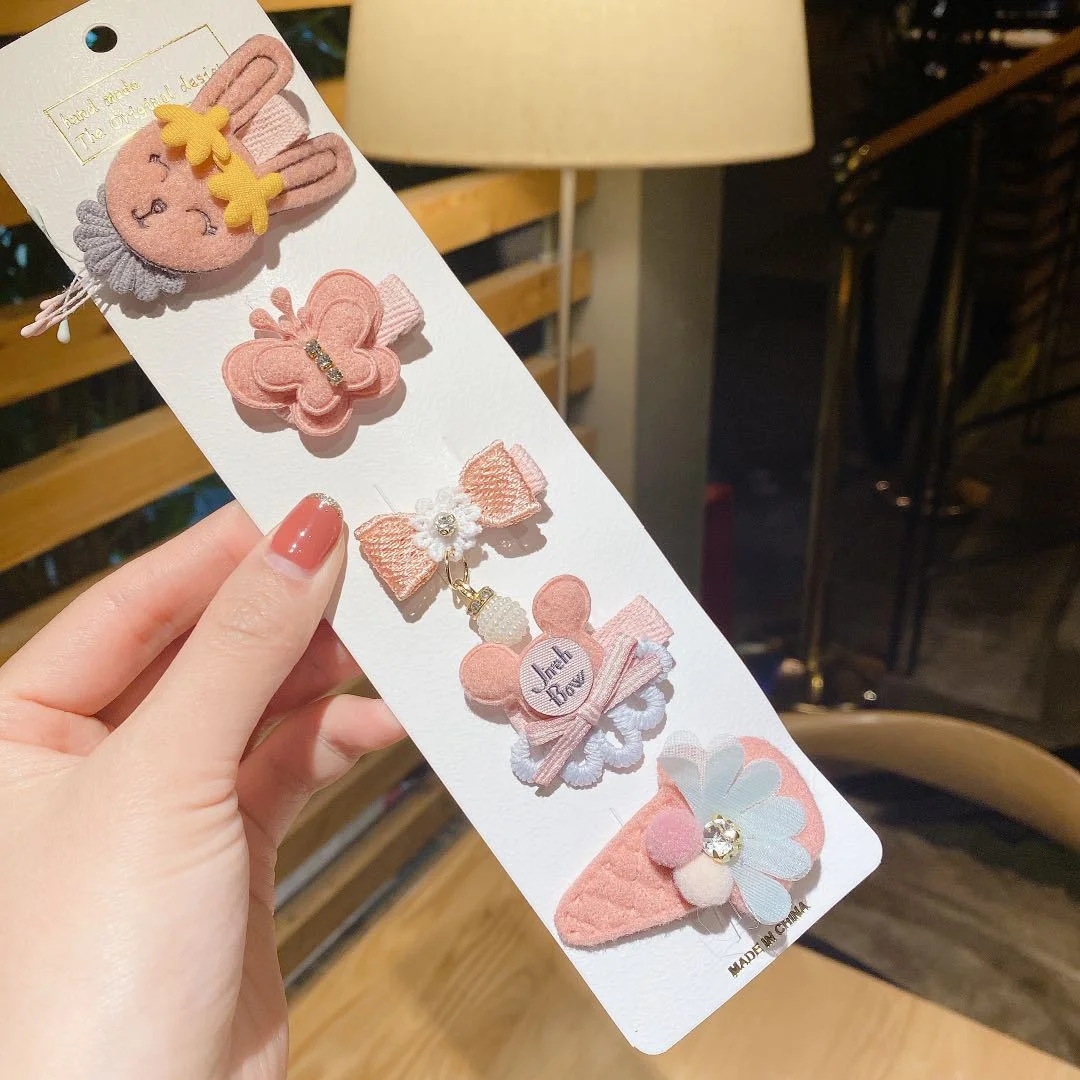 Коралловый меланж набор заколок "Hand made", 5 штук