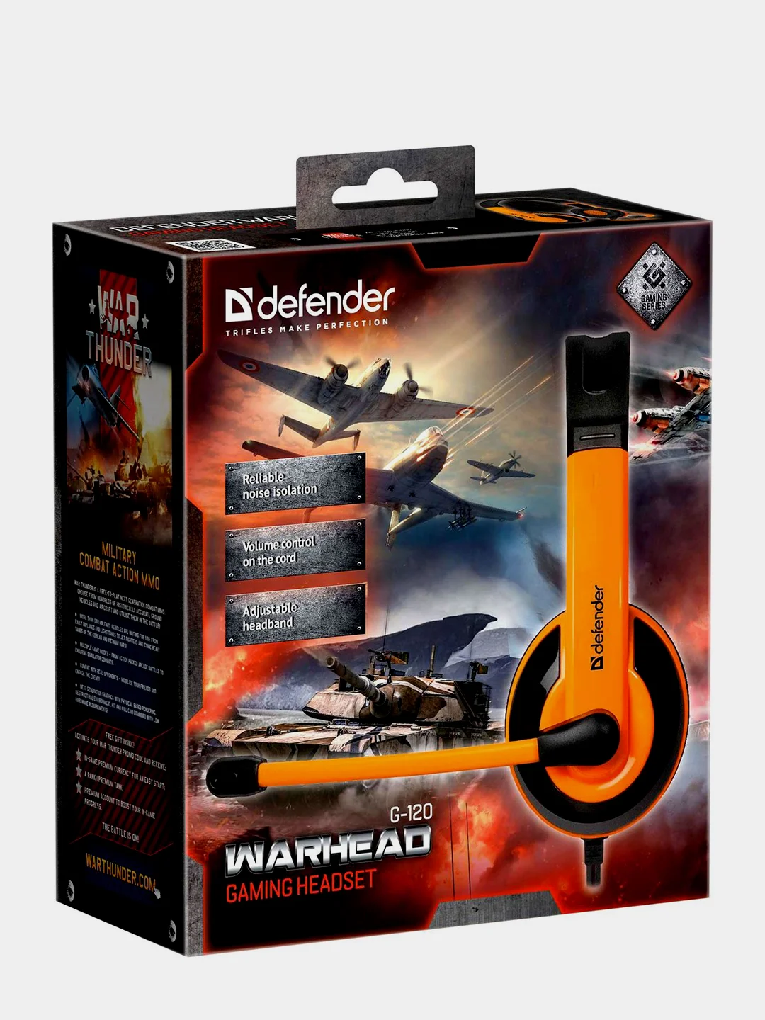 Игровые наушники с микрофоном, Defender Warhead G-120 черный + оранжевый, кабель 2 м