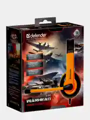 Игровые наушники  с микрофоном, Defender Warhead G-120 черный + оранжевый, кабель 2 м