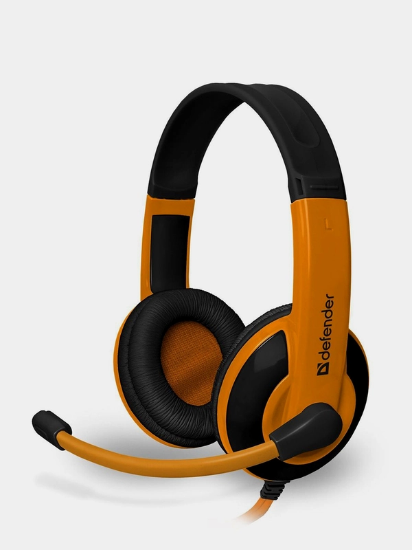 Игровые наушники  с микрофоном, Defender Warhead G-120 черный + оранжевый, кабель 2 м
