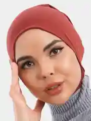 Коралловый бони - шапочка с завязками и подбородком под платок, мусульманский палантин