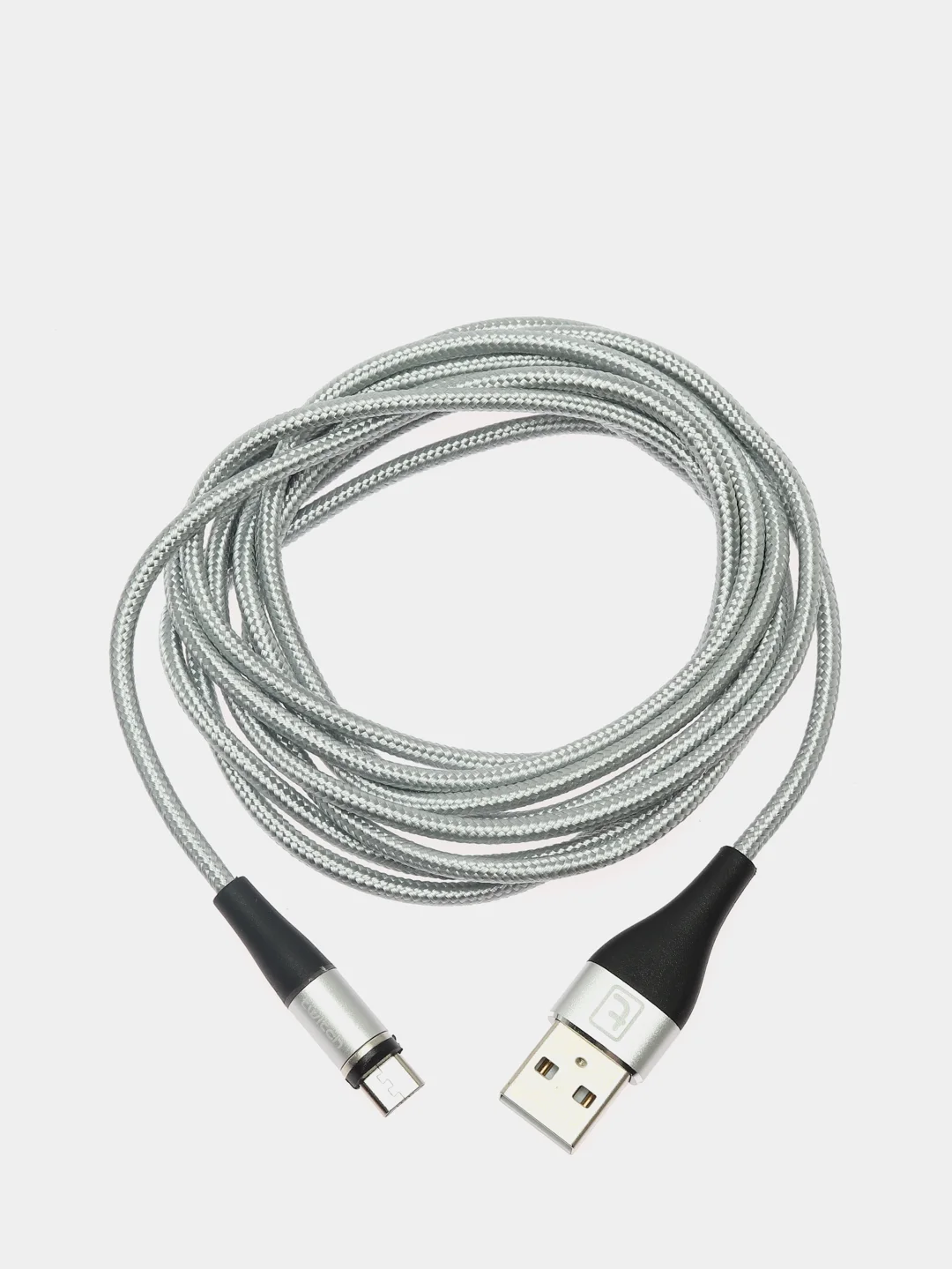 Серебряный кабель магнитный Twitch 2,4 А+, Micro, Type-C, Lightning, 2 м