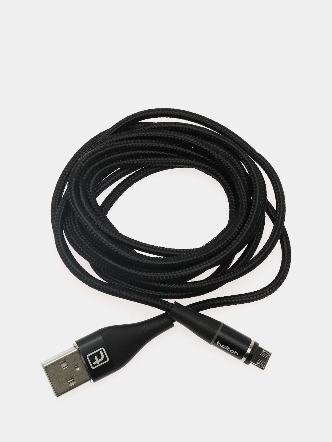 Черный кабель магнитный Twitch 2,4 А+, Micro, Type-C, Lightning, 2 м