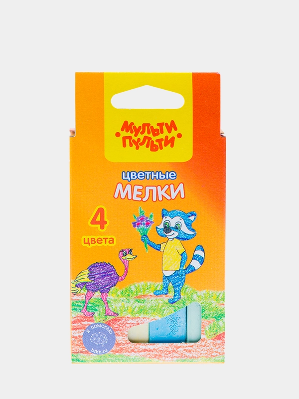 Мелки цветные Мульти-Пульти, 4 цв., мел школьный