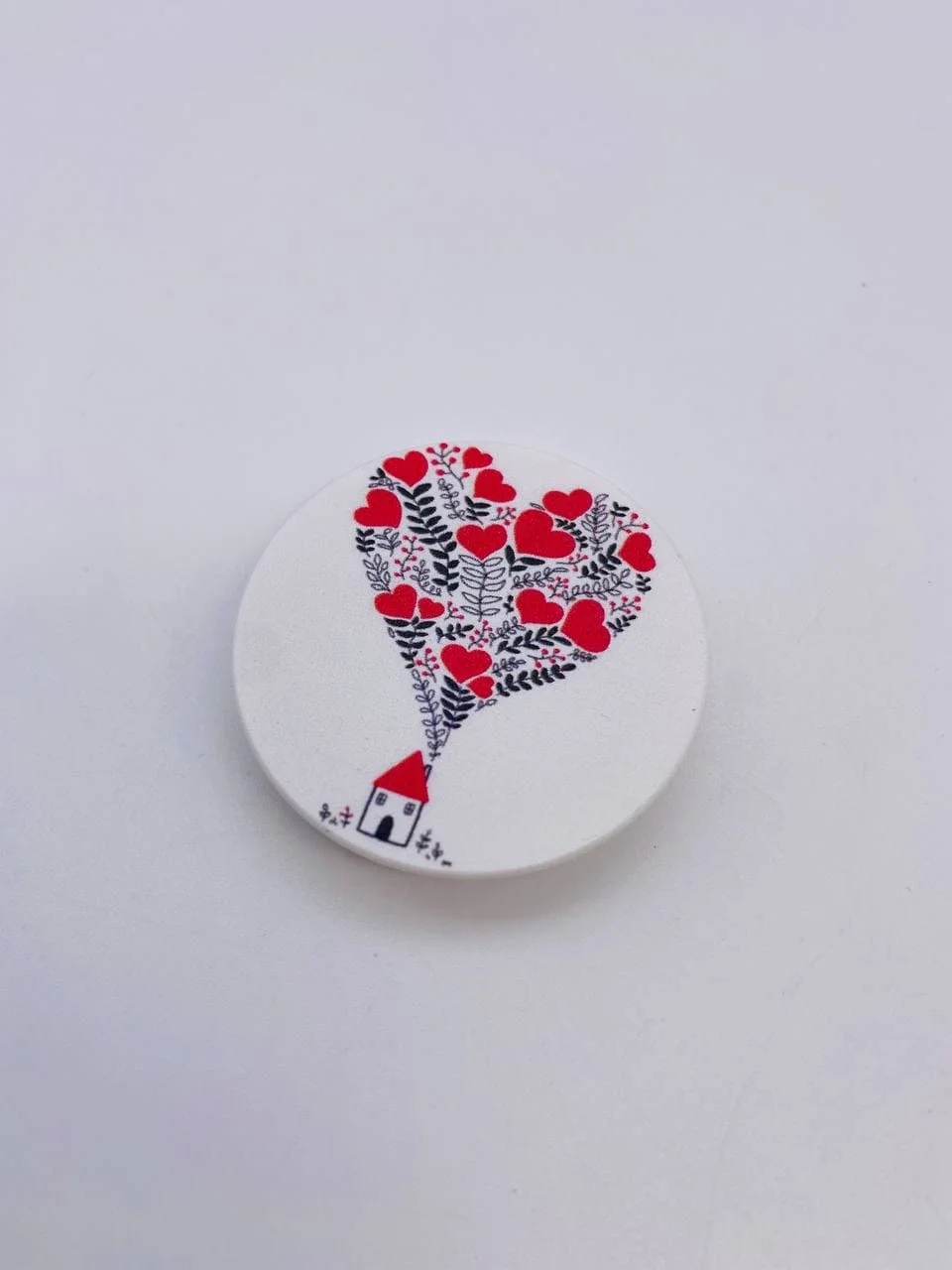 Оранжевый попсокет Popsocket держатель для телефона и наушников. Сердце, губы, поцелуй, любовь