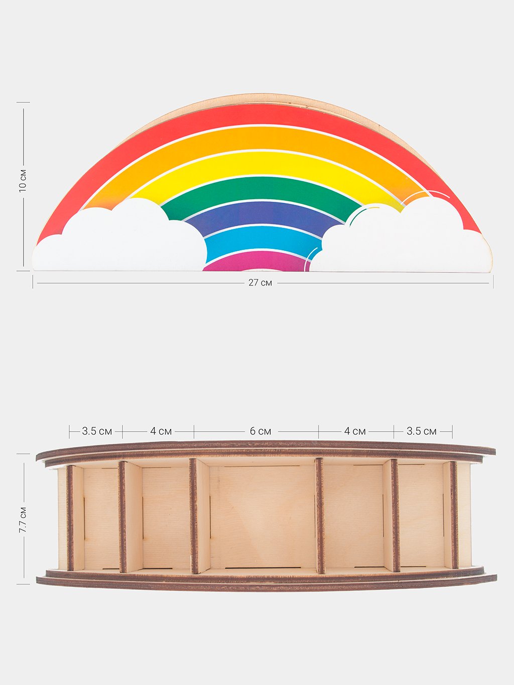 Настольный органайзер для канцелярии из дерева Радуга, карандашница для дома  и офиса. купить по цене 349 ₽ в интернет-магазине Магнит Маркет