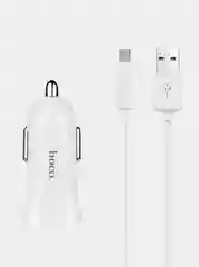 Автомобильное З/У HOCO Z2 1USB 1.5A с кабелем microUSB белый (Микро)