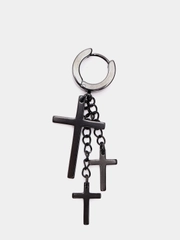 Серьга из стали с цепями и крестами