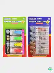 Зеленый игровой набор "Играем в магазин", касса, российские деньги