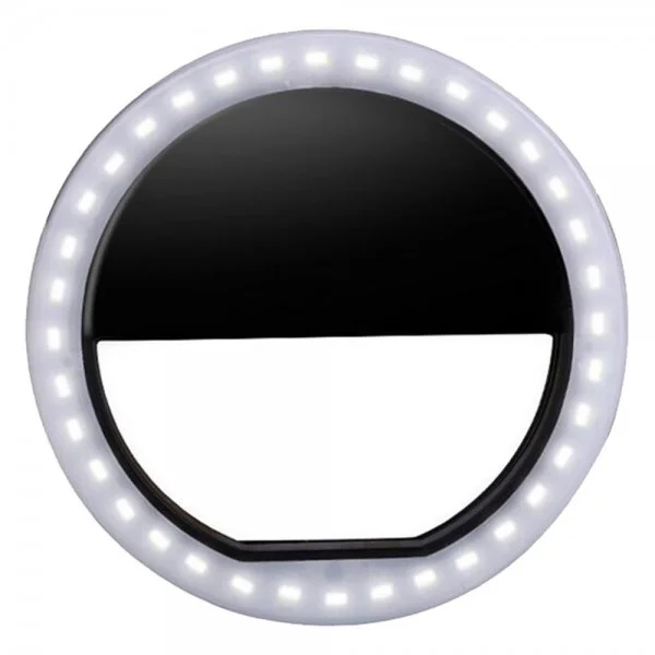Вспышка-кольцо для селфи Selfie Ring Light со встроенным аккумулятором черная