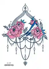 Багровый временная переводная татуировка, 21*15 cm