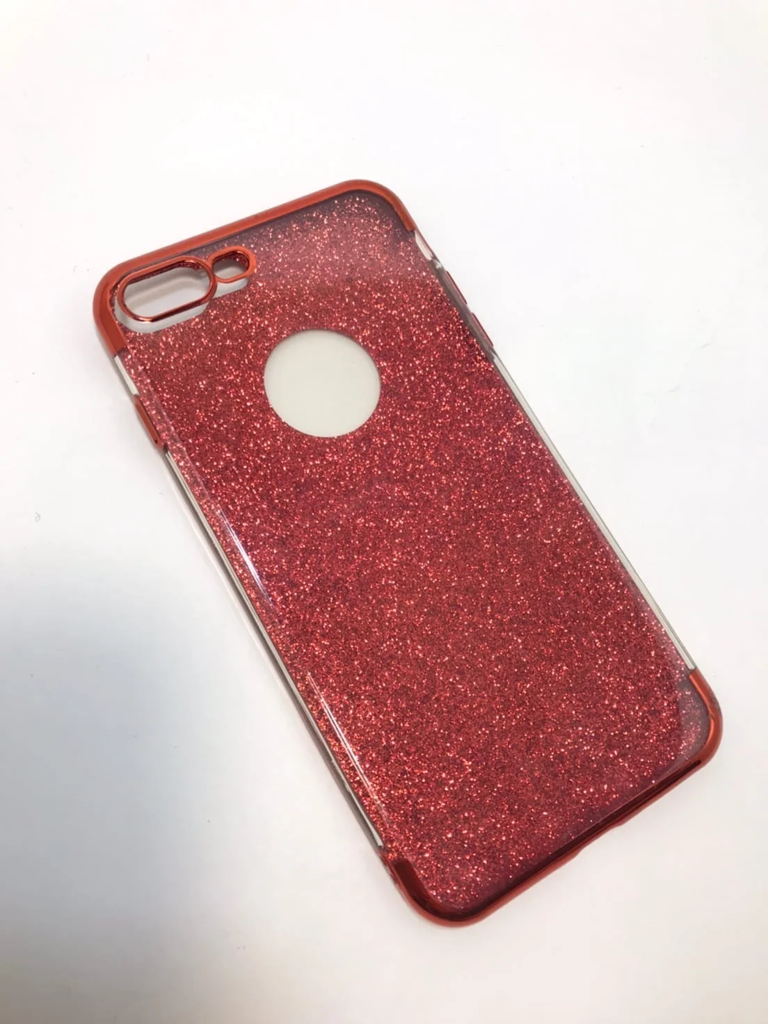 Красный защитный силиконовый чехол для iPhone 7 Plus, 8 Plus, блестящий