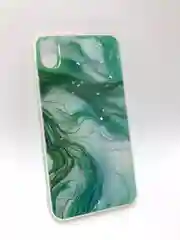 Зеленый защитный силиконовый чехол для iPhone XR, мраморный, блестящий