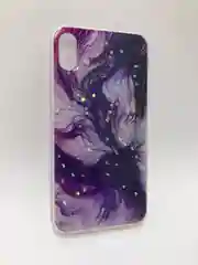 Пурпурный защитный силиконовый чехол для iPhone XR, мраморный, блестящий
