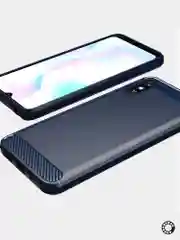 Красный чехол Xiaomi Redmi 9A, имитация под карбон и металл