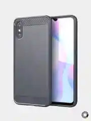 Серый чехол Xiaomi Redmi 9A, имитация под карбон и металл