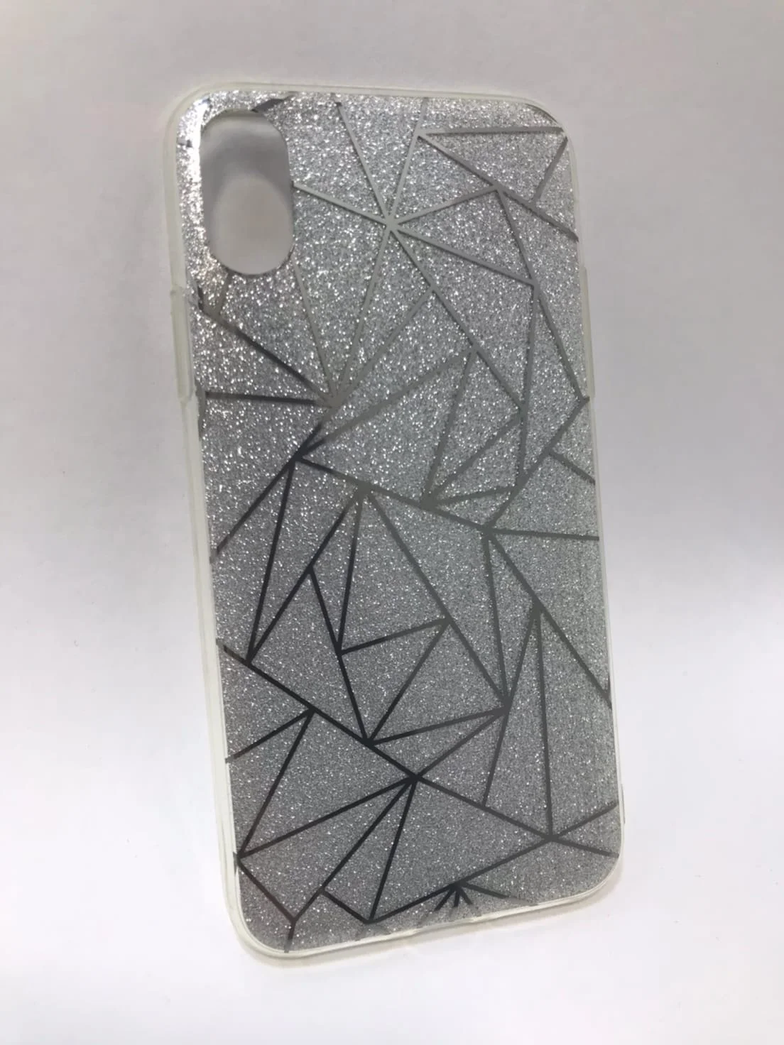 Серебряный защитный силиконовый чехол для iPhone X, iPhone XS, блестящий