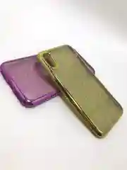 Защитный силиконовый чехол для iPhone X / XS со стразами, золото
