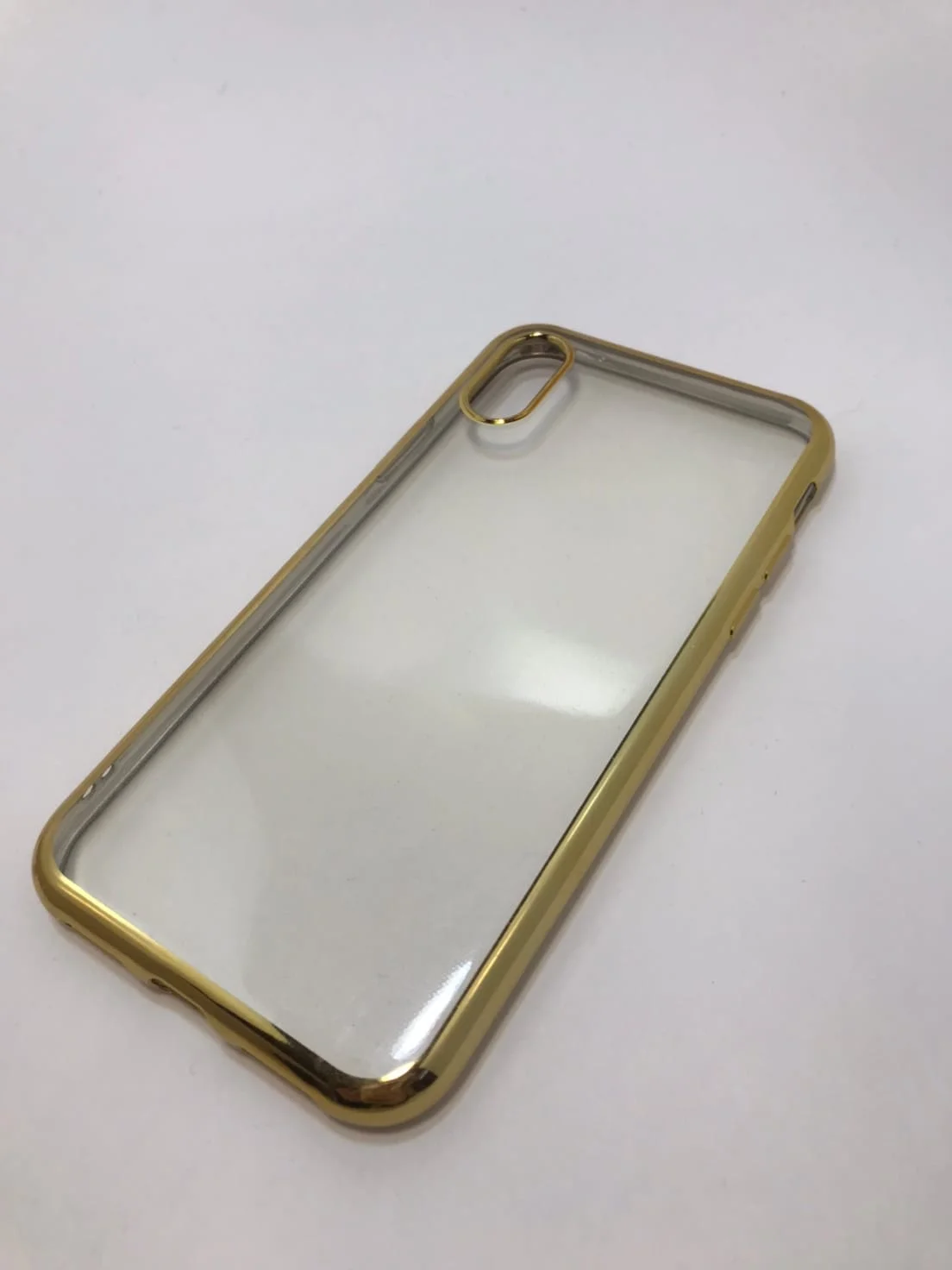 Защитный силиконовый чехол для iPhone X / XS со стразами, золото