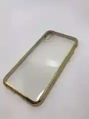 Защитный силиконовый чехол для iPhone X / XS со стразами, золото