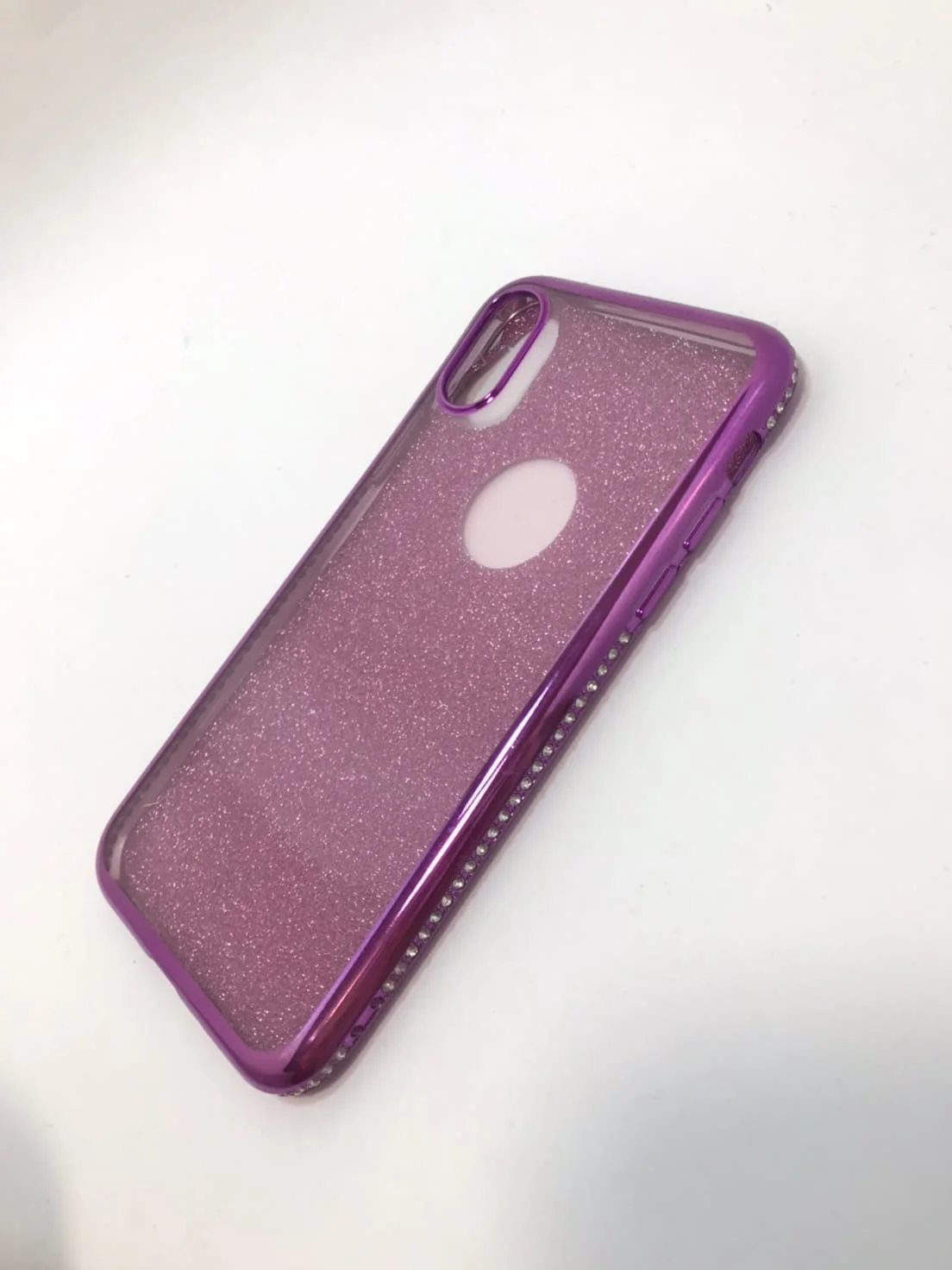 Защитный силиконовый чехол для iPhone X / XS со стразами, золото