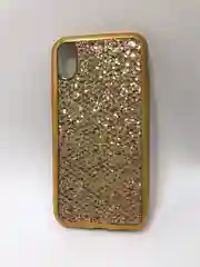 Защитный силиконовый чехол для iPhone X / XS со стразами, золото