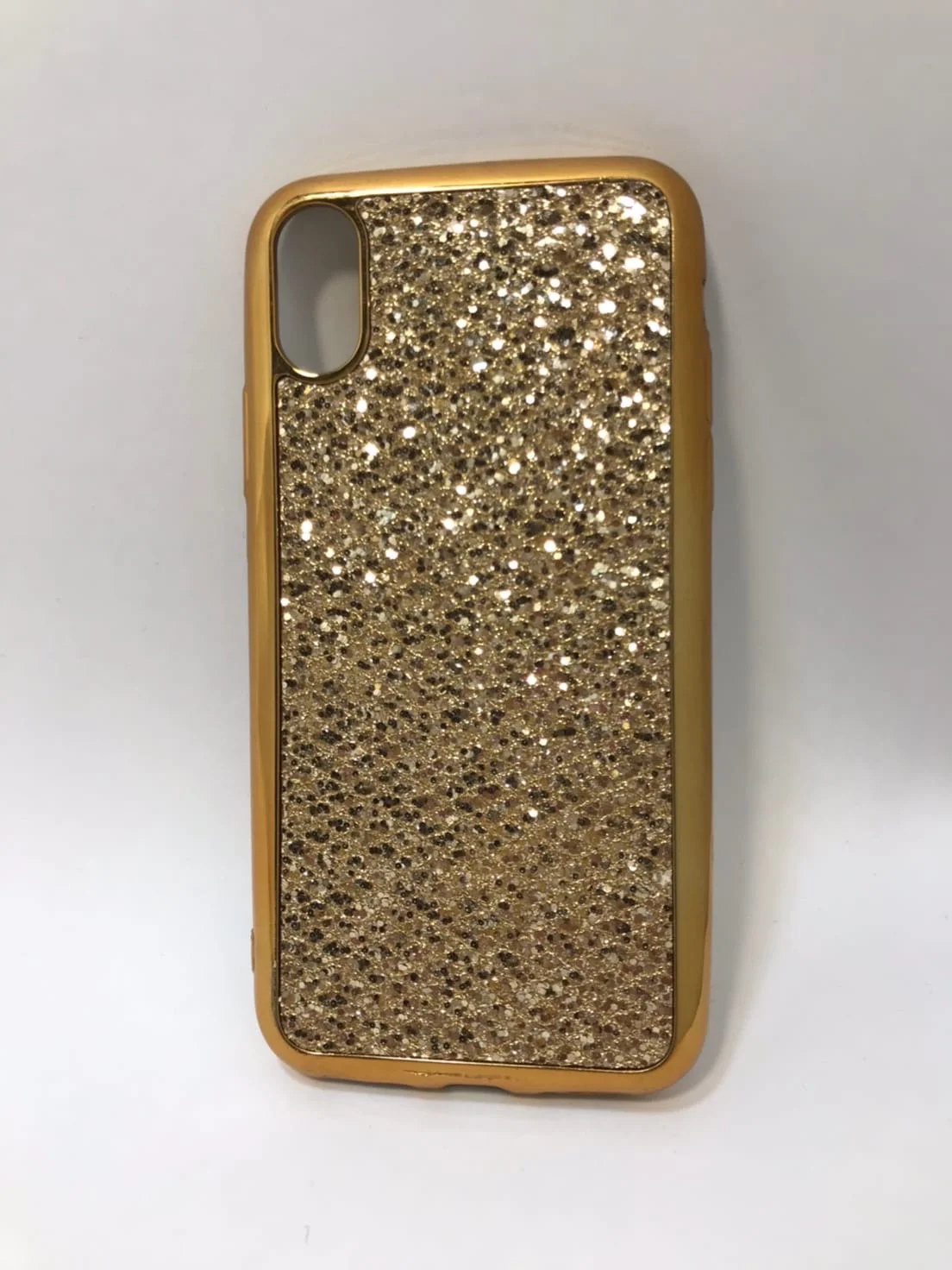 Манго защитный силиконовый чехол для iPhone X / XS со стразами, золото