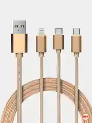 Голубой кабель для зарядки 3 в 1 USB ( iPhone Lightening / Micro USB / Type - C ) универсальный